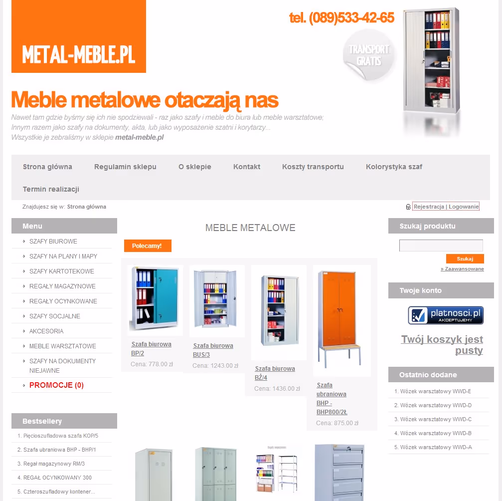 Projekt strony metal-meble.pl dla firmy oferującej meble i konstrukcje meblowe, przygotowany z myślą o przejrzystej ofercie, wydajności i łatwej rozbudowie.